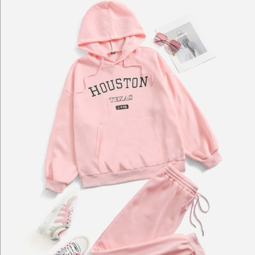 Plus Size Pink Houston Hoodie & Sweatpants